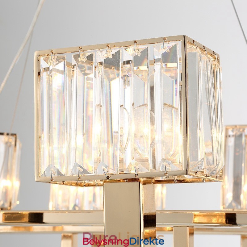 Moderne Og Moderne Pendellampe I Stål Med 6 Lys Og Krystallskjerm