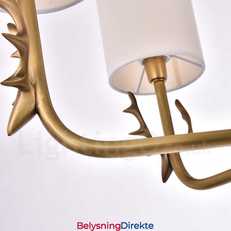 Rustic Lodge 8-Lyss Messinglysekrone Med Stoffskjerm