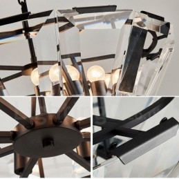 Moderne Og Samtidskunstnerisk Stålpendellampe Med 8 Lys Og Krystallglassskjerm