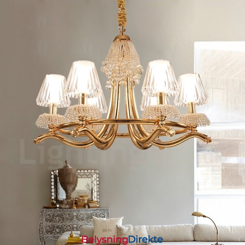 Moderne Og Moderne Krystallstållysekrone Med 6 Lys Og Akrylskjerm