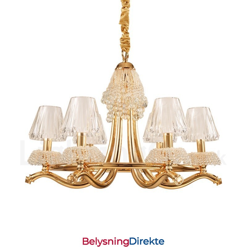 Moderne Og Moderne Krystallstållysekrone Med 6 Lys Og Akrylskjerm