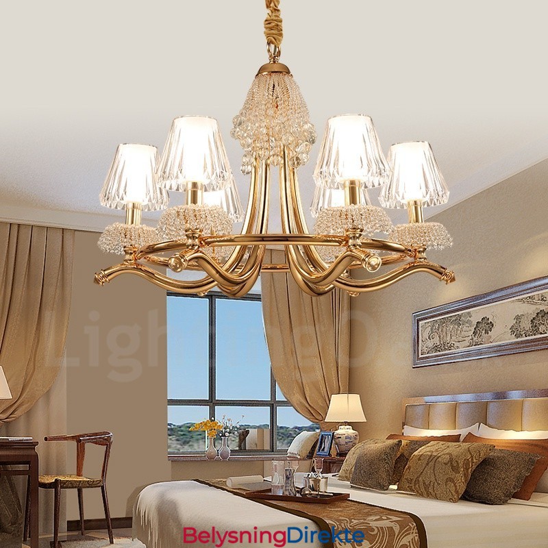 Moderne Og Moderne Krystallstållysekrone Med 6 Lys Og Akrylskjerm