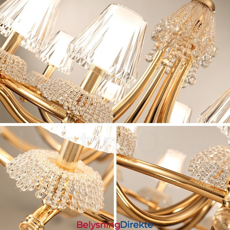 Moderne Og Moderne Krystallstållysekrone Med 6 Lys Og Akrylskjerm