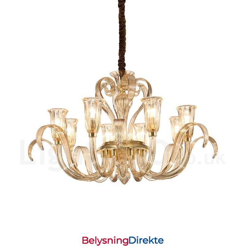 Moderne Samtidskunstnerisk Lysekrone Med 8 Lys Og Glassskjerm