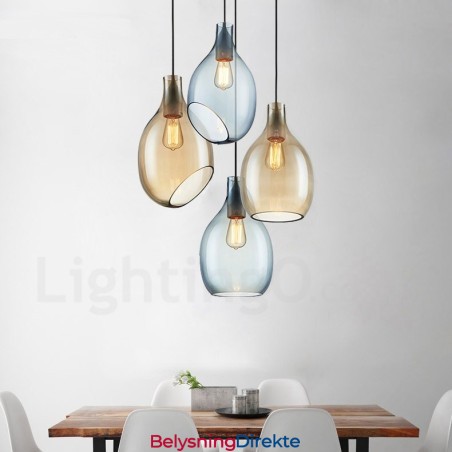 Moderne Og Moderne Pendellampe I Glass Med 1 Lys Og Glassskjerm