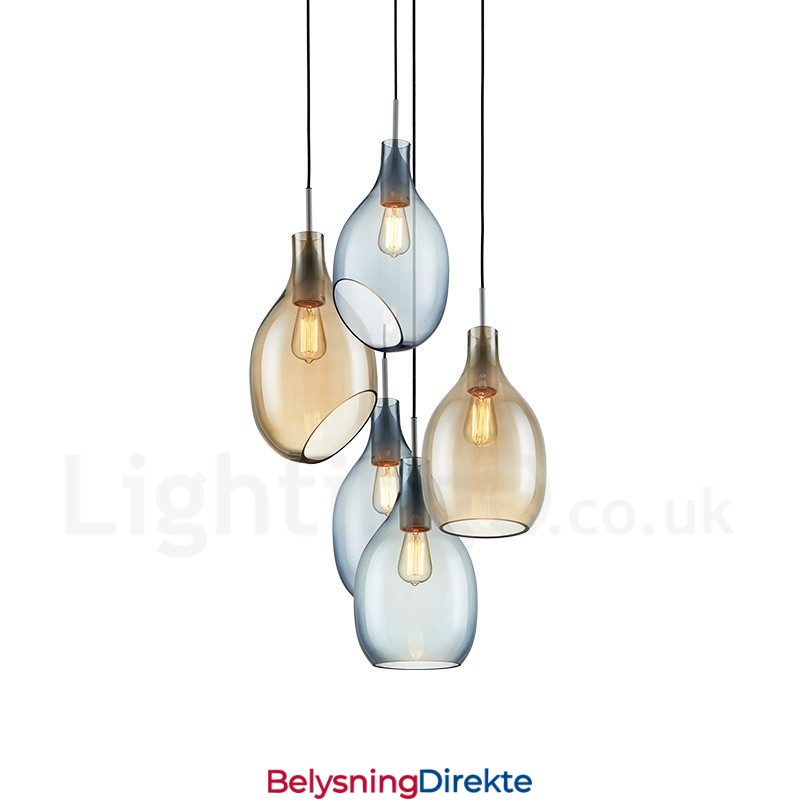 Moderne Og Moderne Pendellampe I Glass Med 1 Lys Og Glassskjerm