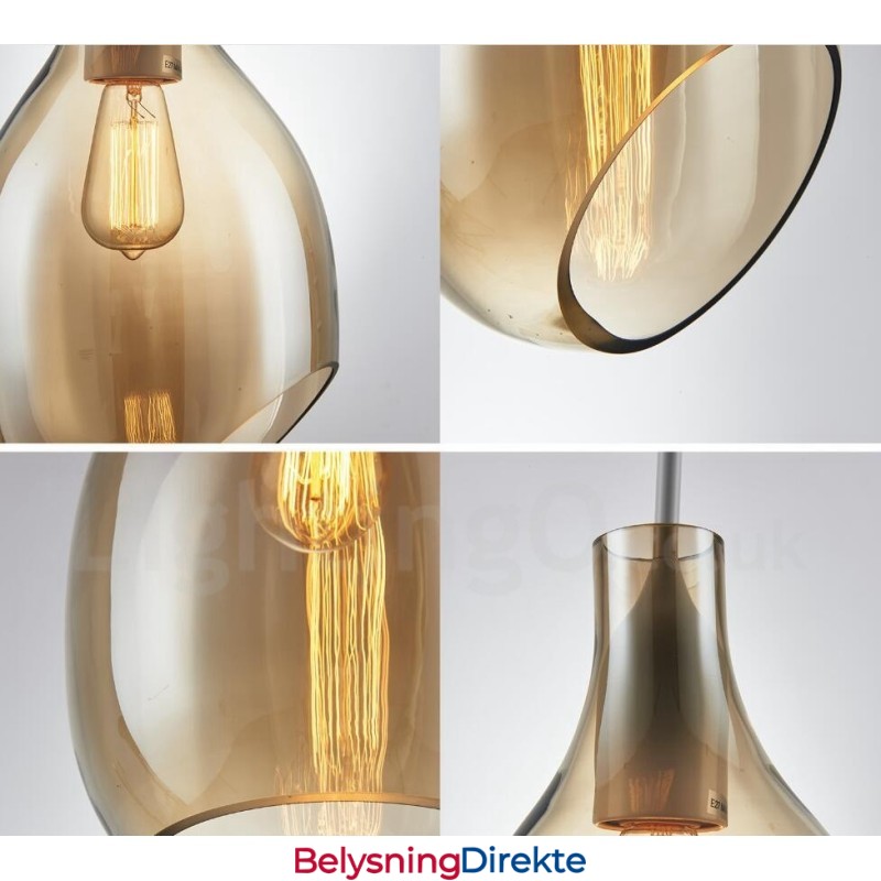 Moderne Og Moderne Pendellampe I Glass Med 1 Lys Og Glassskjerm