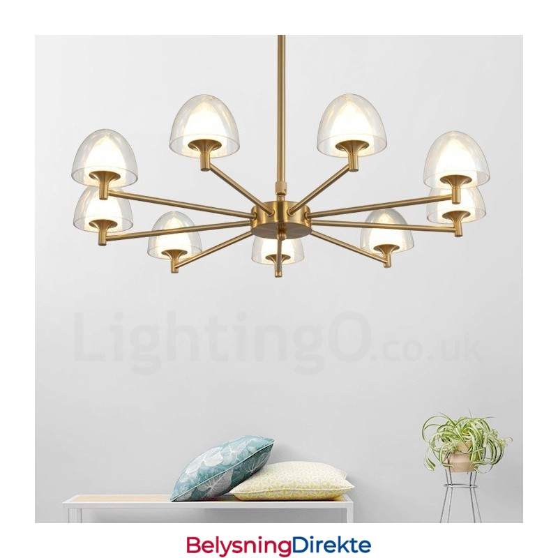 Moderne Og Samtidskunstnerisk Metalllysekrone Med 9 Lys Og Akrylskjerm