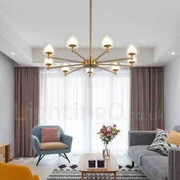 Moderne Og Samtidskunstnerisk Metalllysekrone Med 9 Lys Og Akrylskjerm