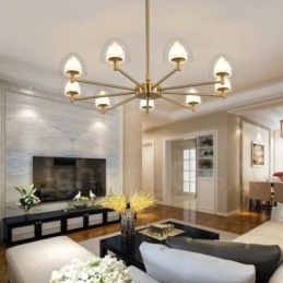 Moderne Og Samtidskunstnerisk Metalllysekrone Med 9 Lys Og Akrylskjerm