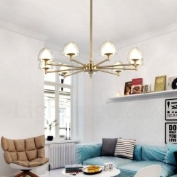 Moderne Og Samtidskunstnerisk Metalllysekrone Med 9 Lys Og Akrylskjerm