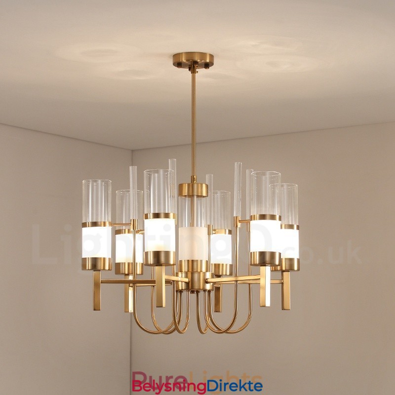 Rustikk Lodge Moderne Samtidskrone I Stål Med 6 Lys Og Glassskjerm