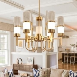 Rustikk Lodge Moderne Samtidskrone I Stål Med 6 Lys Og Glassskjerm