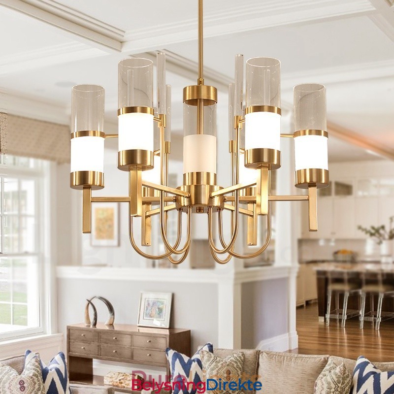 Rustikk Lodge Moderne Samtidskrone I Stål Med 6 Lys Og Glassskjerm