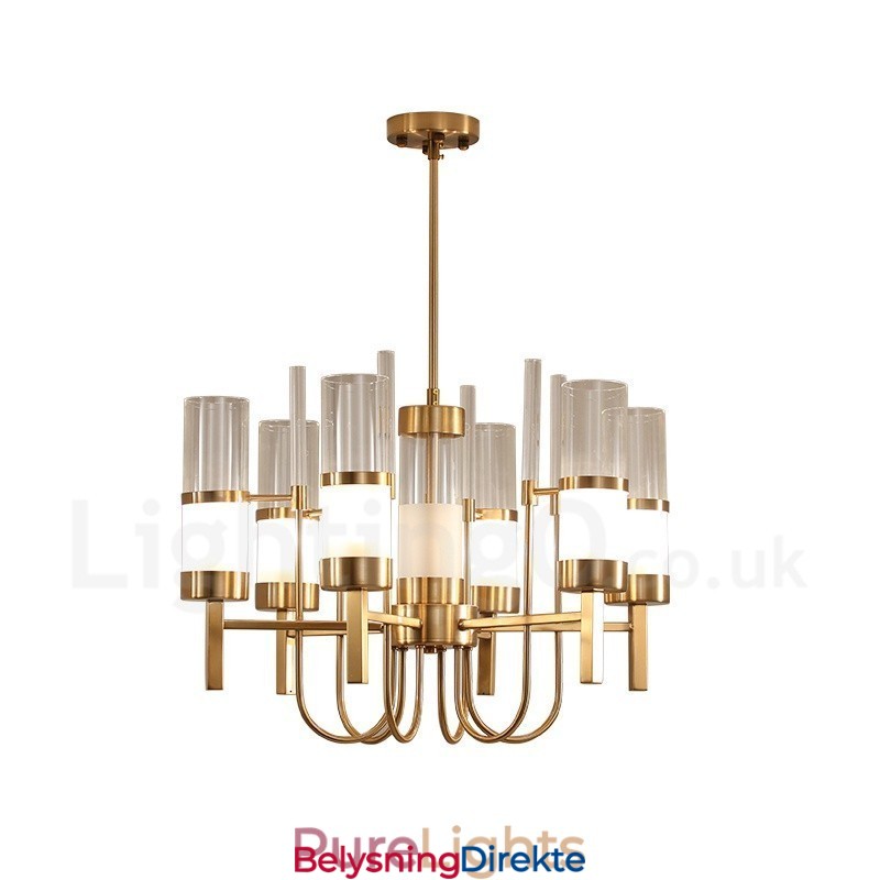 Rustikk Lodge Moderne Samtidskrone I Stål Med 6 Lys Og Glassskjerm