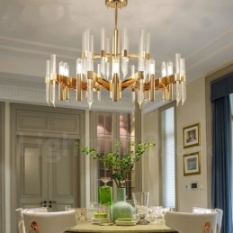 Moderne Og Moderne Lysekrone I Aluminium Med 18 Lys Og Krystallskjerm