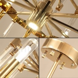 Moderne Og Moderne Lysekrone I Aluminium Med 18 Lys Og Krystallskjerm