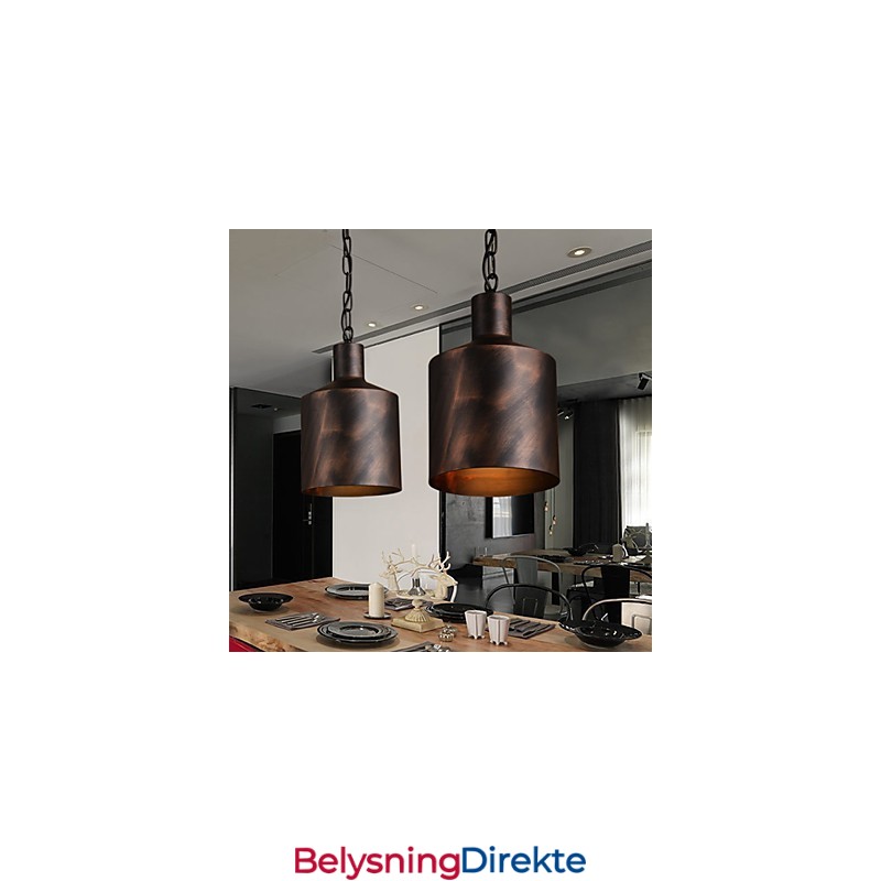 Lysekrone Rustikk Lodge Tromme Metall Pendellampe