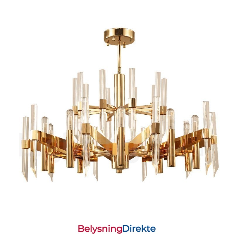 Moderne Og Moderne Lysekrone I Aluminium Med 18 Lys Og Krystallskjerm