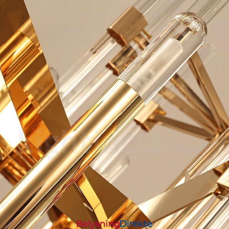 Moderne Og Moderne Lysekrone I Aluminium Med 18 Lys Og Krystallskjerm