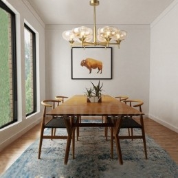 Moderne, Samtidskunstnerisk Lysekrone I Aluminium Med 6 Lys Og Glassskjerm