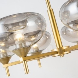 Moderne, Samtidskunstnerisk Lysekrone I Aluminium Med 6 Lys Og Glassskjerm