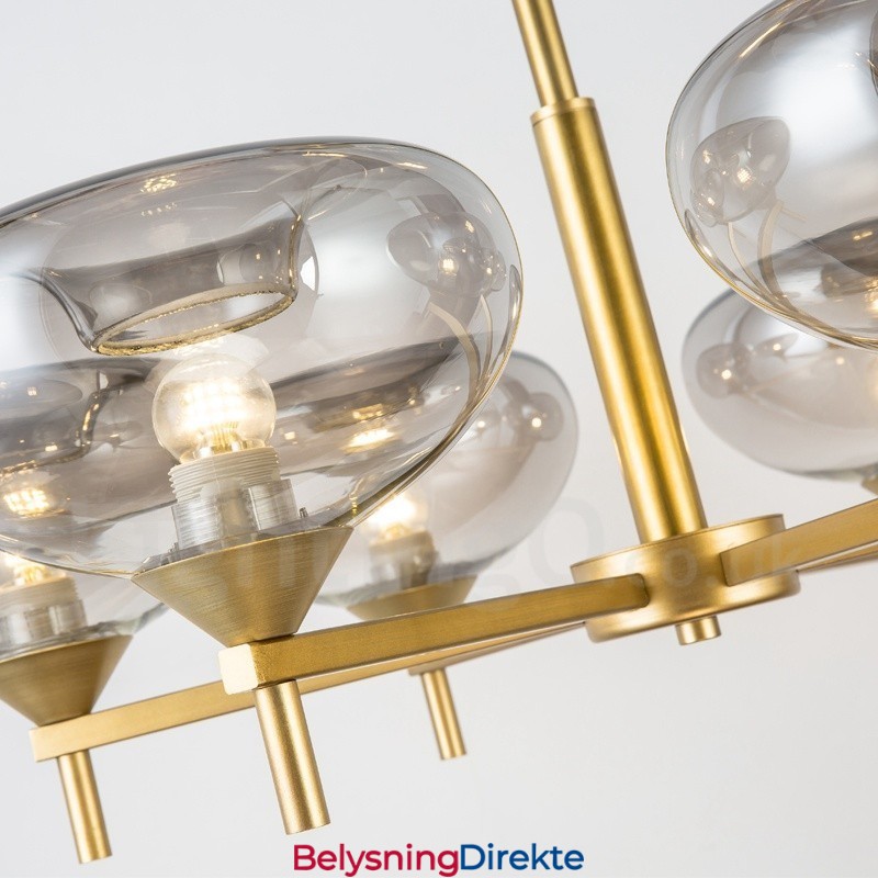 Moderne, Samtidskunstnerisk Lysekrone I Aluminium Med 6 Lys Og Glassskjerm