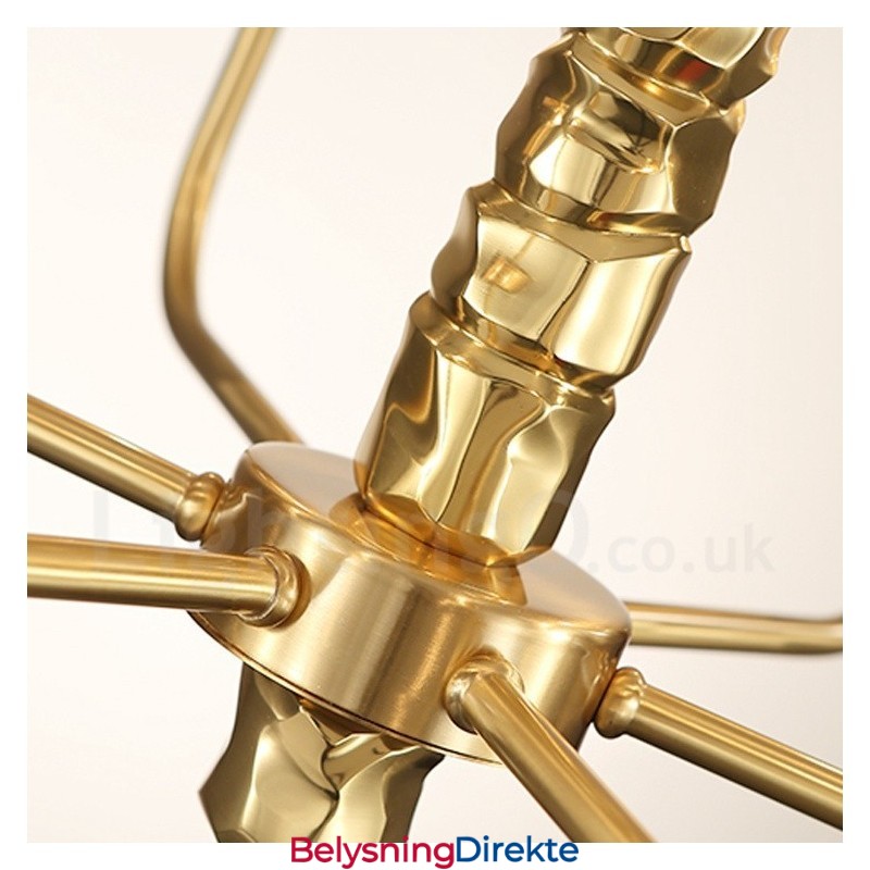 Moderne Og Moderne Messinglysekrone Med 8 Lys Og Glassskjerm