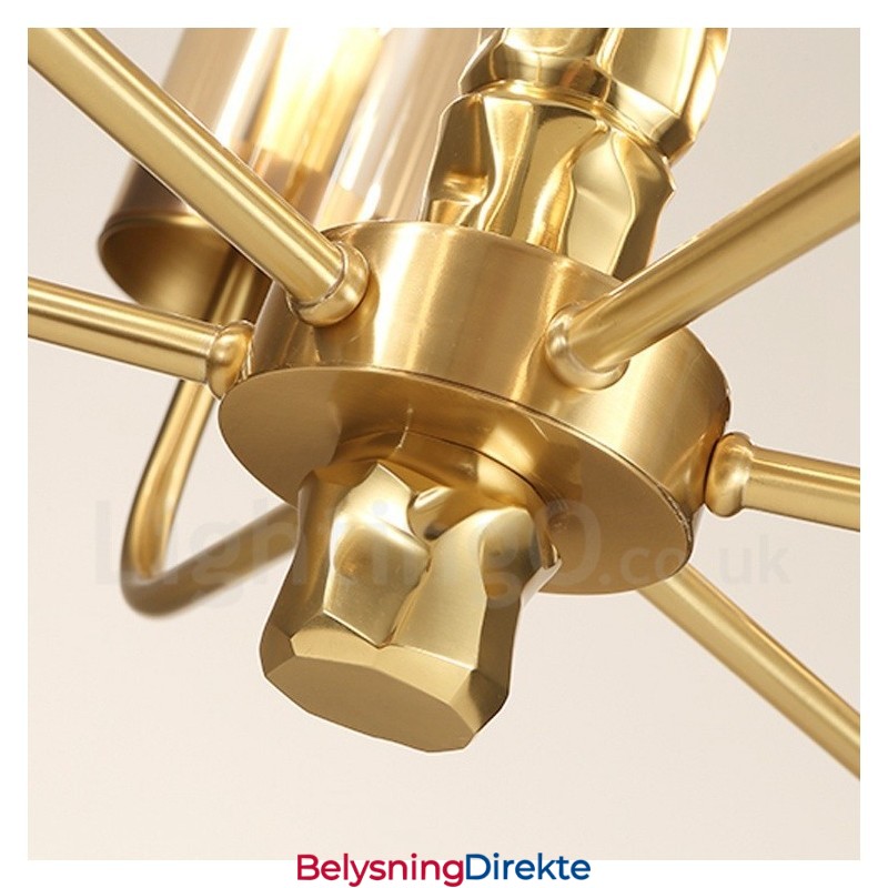 Moderne Og Moderne Messinglysekrone Med 10 Lys Og Glassskjerm