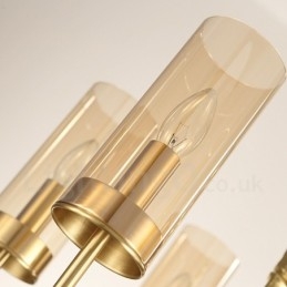 Moderne Og Moderne Messinglysekrone Med 10 Lys Og Glassskjerm