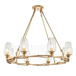 Moderne Og Samtidskunstnerisk Stålpendellampe Med 8 Lys Og Glassskjerm