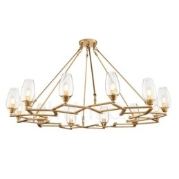 Moderne Og Samtidskunstnerisk Stålpendellampe Med 12 Lys Og Glassskjerm