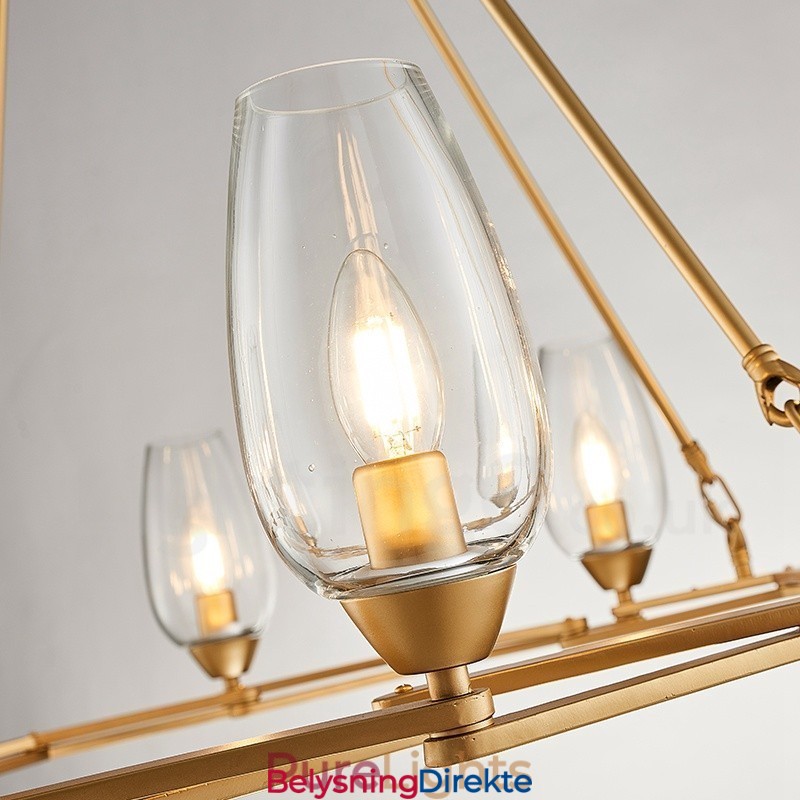 Moderne Og Samtidskunstnerisk Stålpendellampe Med 10 Lys Og Glassskjerm