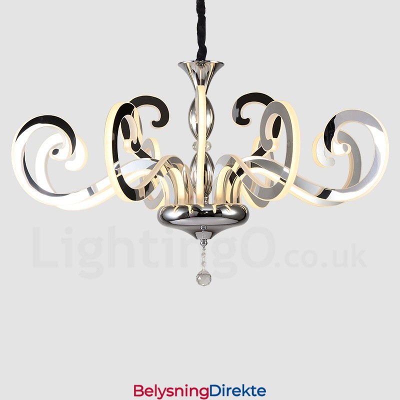 Moderne Og Samtidskunstnerisk Lysekrone I Stål Med 12 Lys Og Akrylskjerm