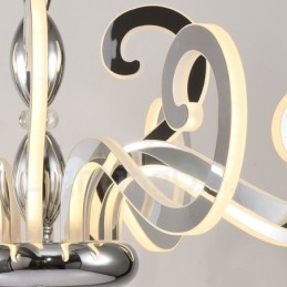 Moderne Og Samtidskunstnerisk Lysekrone I Stål Med 12 Lys Og Akrylskjerm