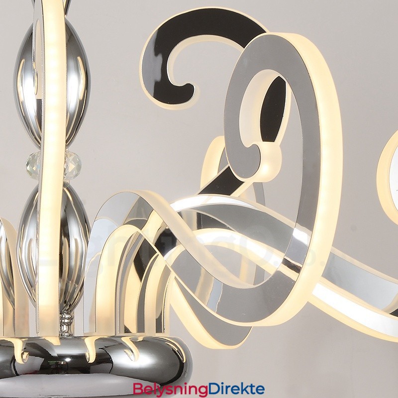 Moderne Og Samtidskunstnerisk Lysekrone I Stål Med 12 Lys Og Akrylskjerm