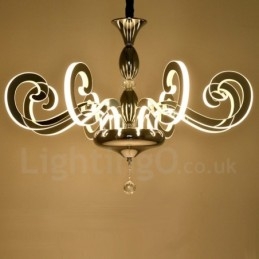 Moderne Og Samtidskunstnerisk Lysekrone I Stål Med 12 Lys Og Akrylskjerm