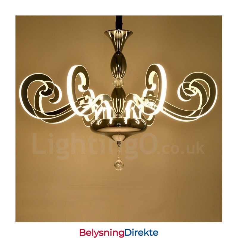 Moderne Og Samtidskunstnerisk Lysekrone I Stål Med 12 Lys Og Akrylskjerm