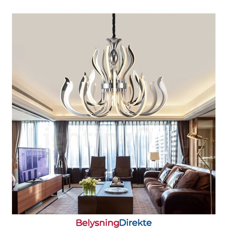 Moderne Og Samtidskunstnerisk Akryllysekrone Med 24 Lys Og Akrylskjerm