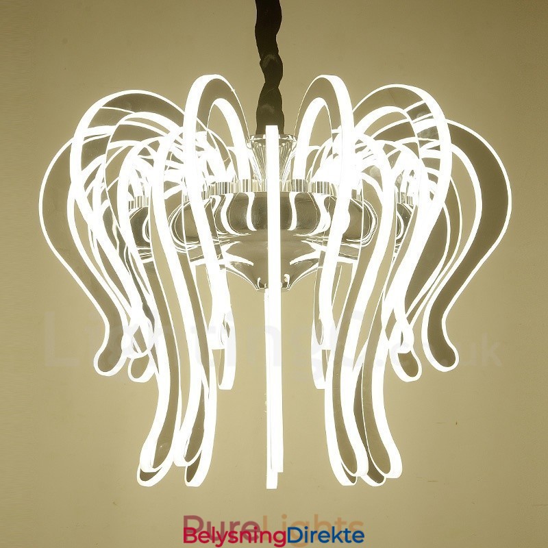 Moderne Og Samtidskunstnerisk Lysekrone I Stål Med 20 Lys Og Akrylskjerm