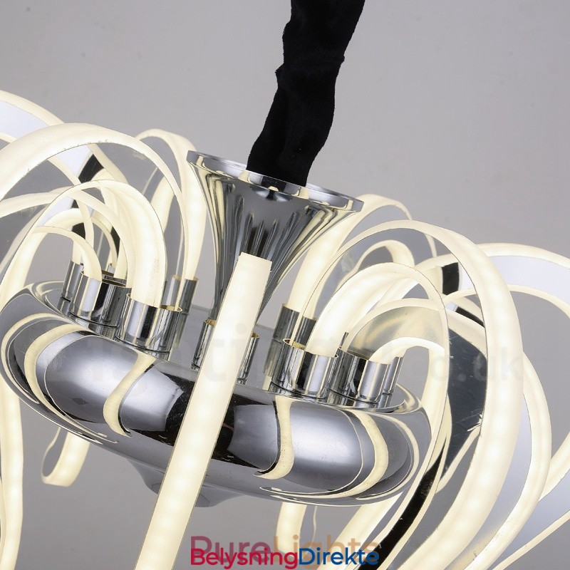 Moderne Og Samtidskunstnerisk Lysekrone I Stål Med 20 Lys Og Akrylskjerm