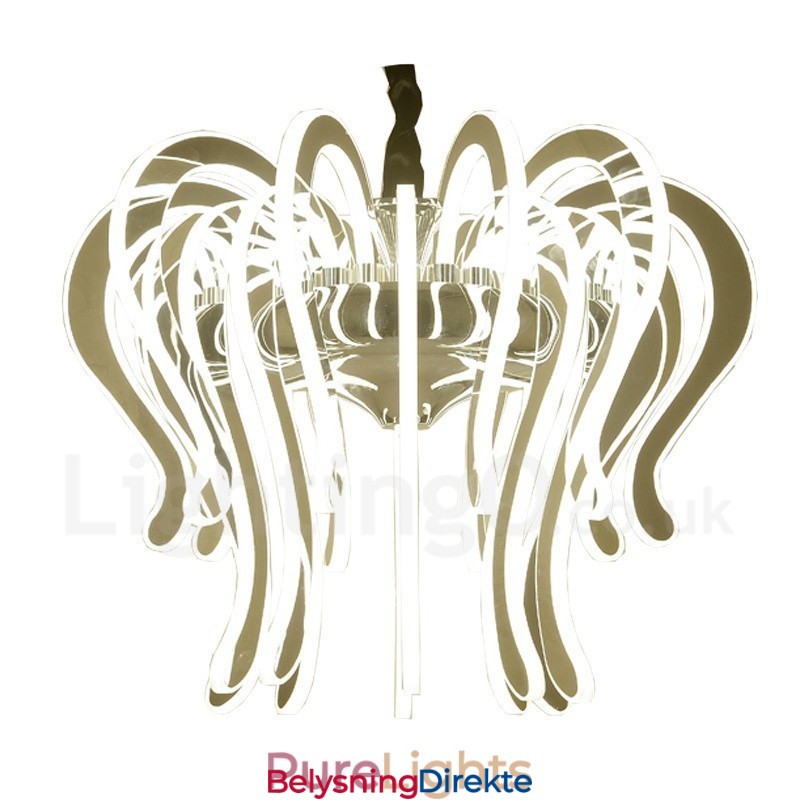 Moderne Og Samtidskunstnerisk Lysekrone I Stål Med 20 Lys Og Akrylskjerm