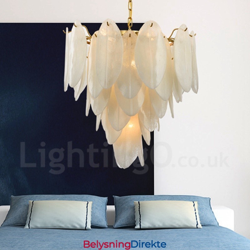 Moderne Og Samtidskunstnerisk Stålpendellampe Med 6 Lys Og Glassskjerm