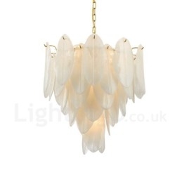 Moderne Og Samtidskunstnerisk Stålpendellampe Med 6 Lys Og Glassskjerm