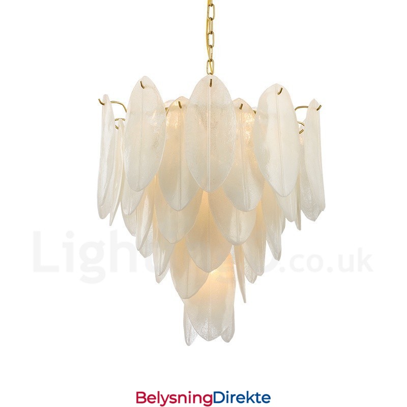 Moderne Og Samtidskunstnerisk Stålpendellampe Med 6 Lys Og Glassskjerm