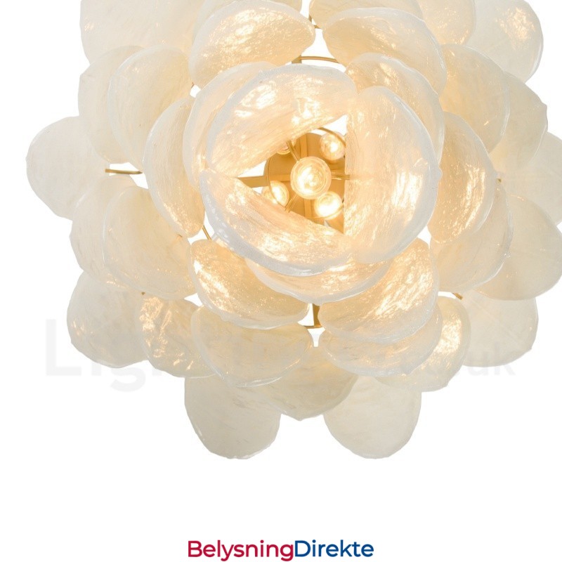 Moderne Og Samtidskunstnerisk Stålpendellampe Med 6 Lys Og Glassskjerm