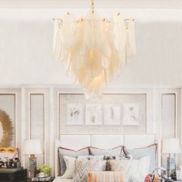 Moderne Og Samtidskunstnerisk Stålpendellampe Med 6 Lys Og Glassskjerm