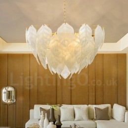 Moderne Og Moderne Pendellampe I Stål Med 4 Lys Og Glassskjerm