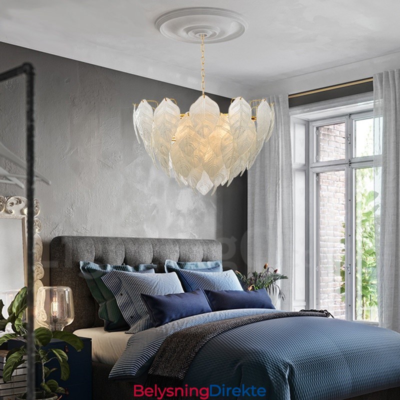 Moderne Og Moderne Pendellampe I Stål Med 4 Lys Og Glassskjerm