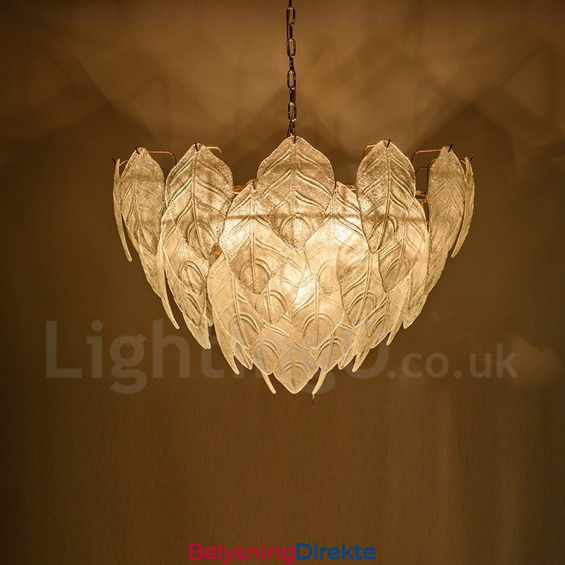 Moderne Og Moderne Pendellampe I Stål Med 4 Lys Og Glassskjerm